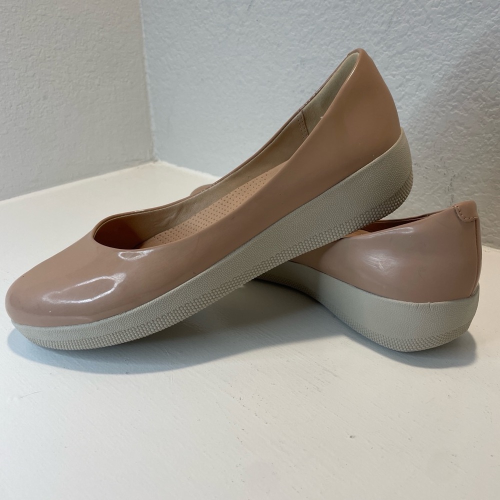 Fitflop Women’s Patent Ballet Flats Super Comfort Platform Mauve & Tan